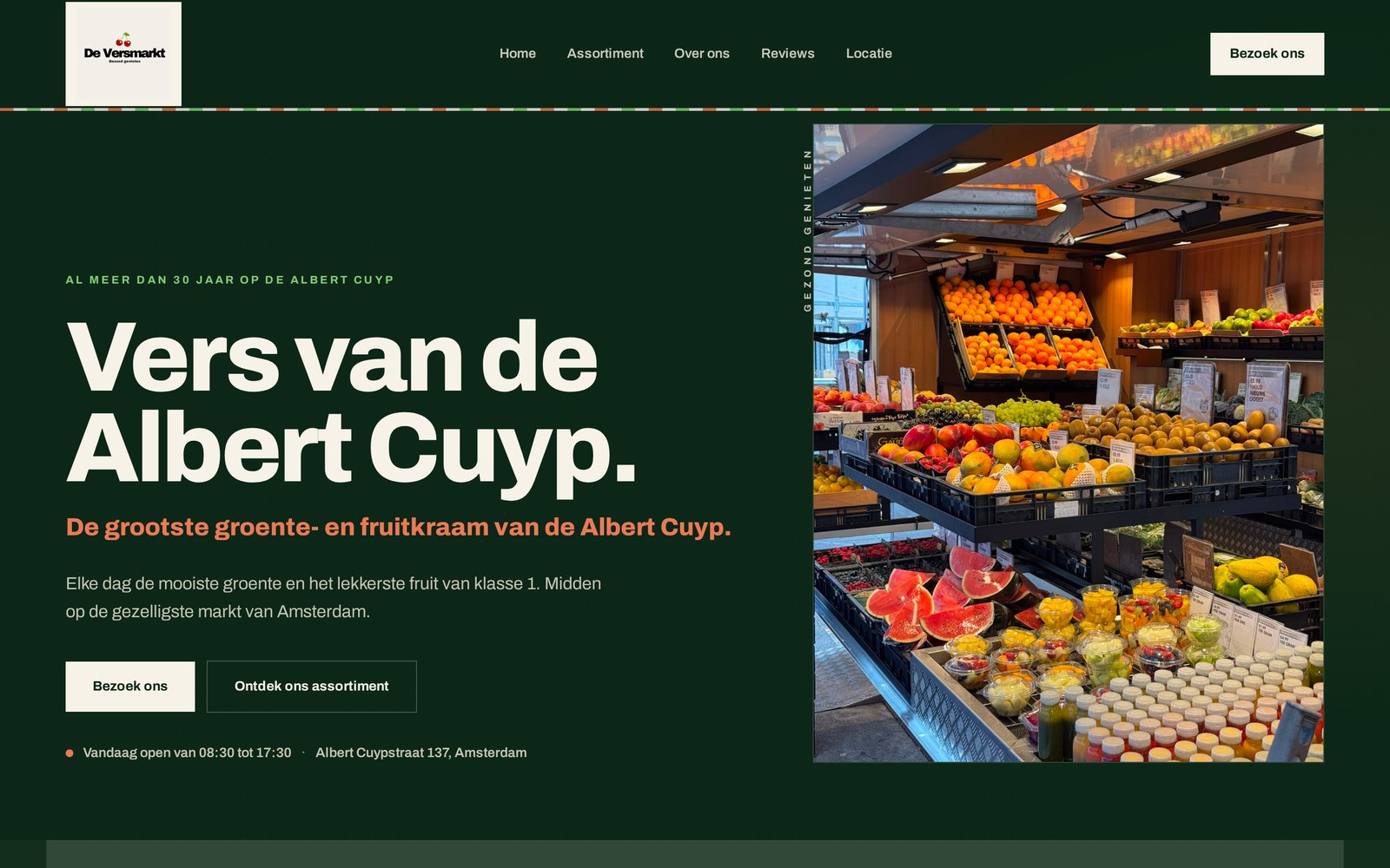 Homepage van de live website van De Versmarkt